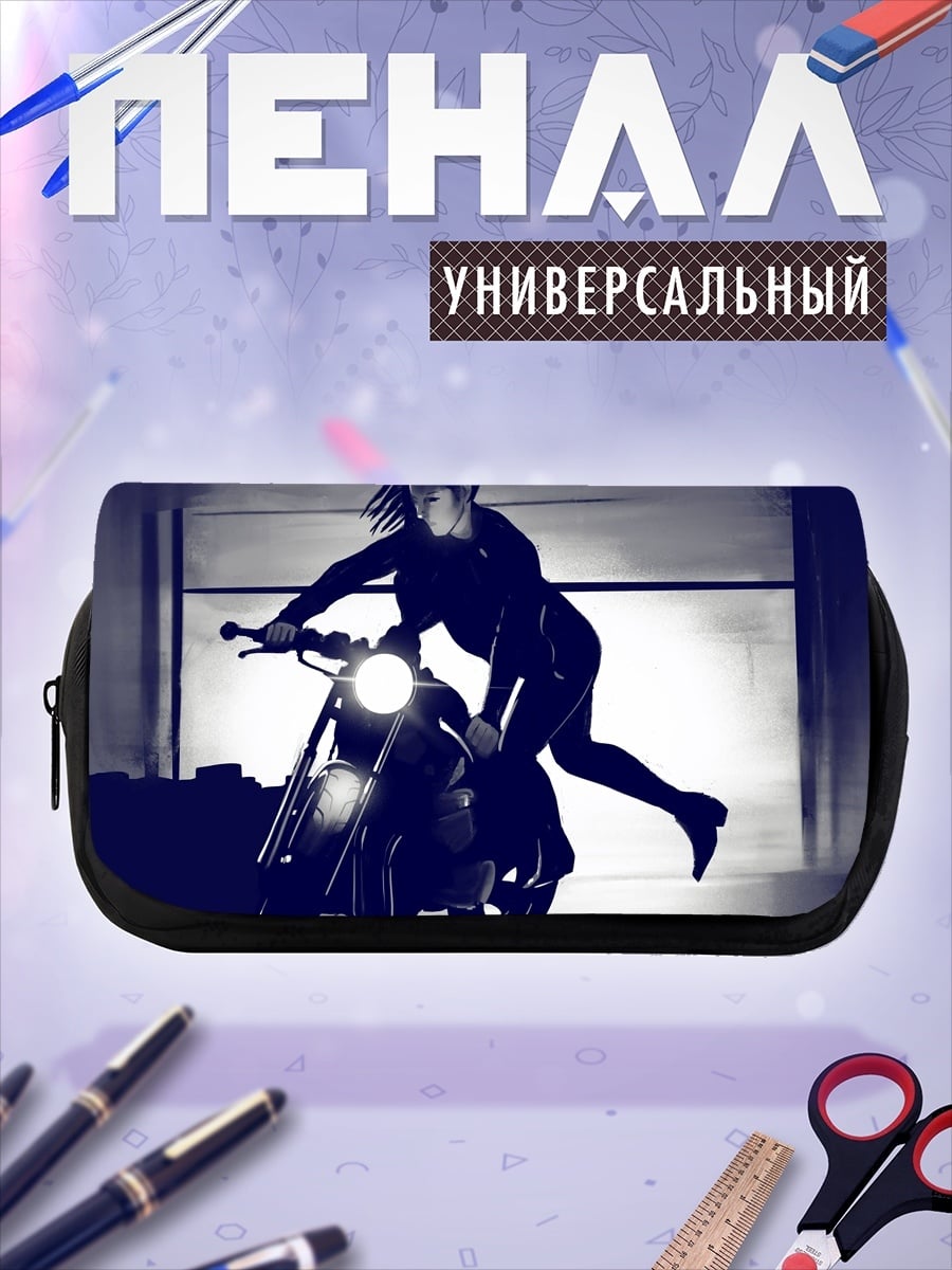 Пенал-косметичка Девушка на мотоцикле