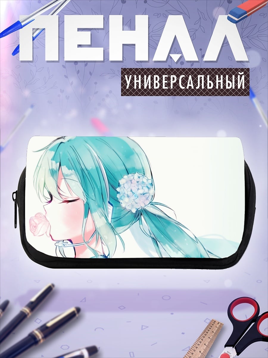 Пенал-косметичка Аниме девушка с цветами