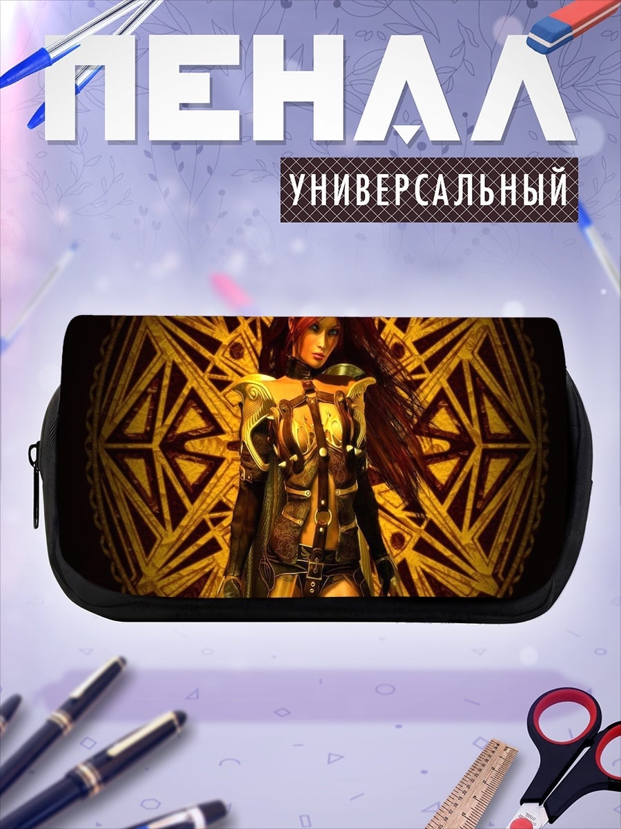 Пенал-косметичка девушка в золотом