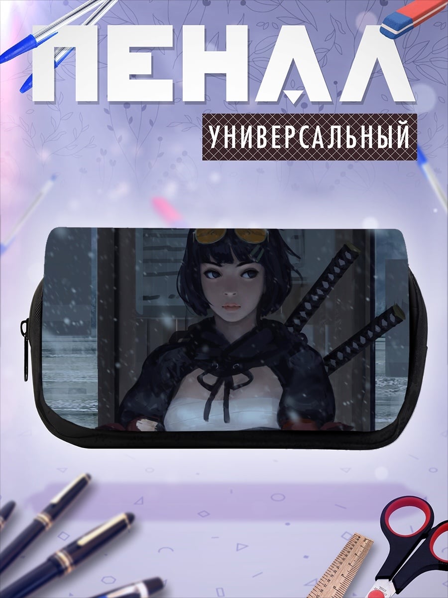 Пенал-косметичка Аниме самурай в снегу