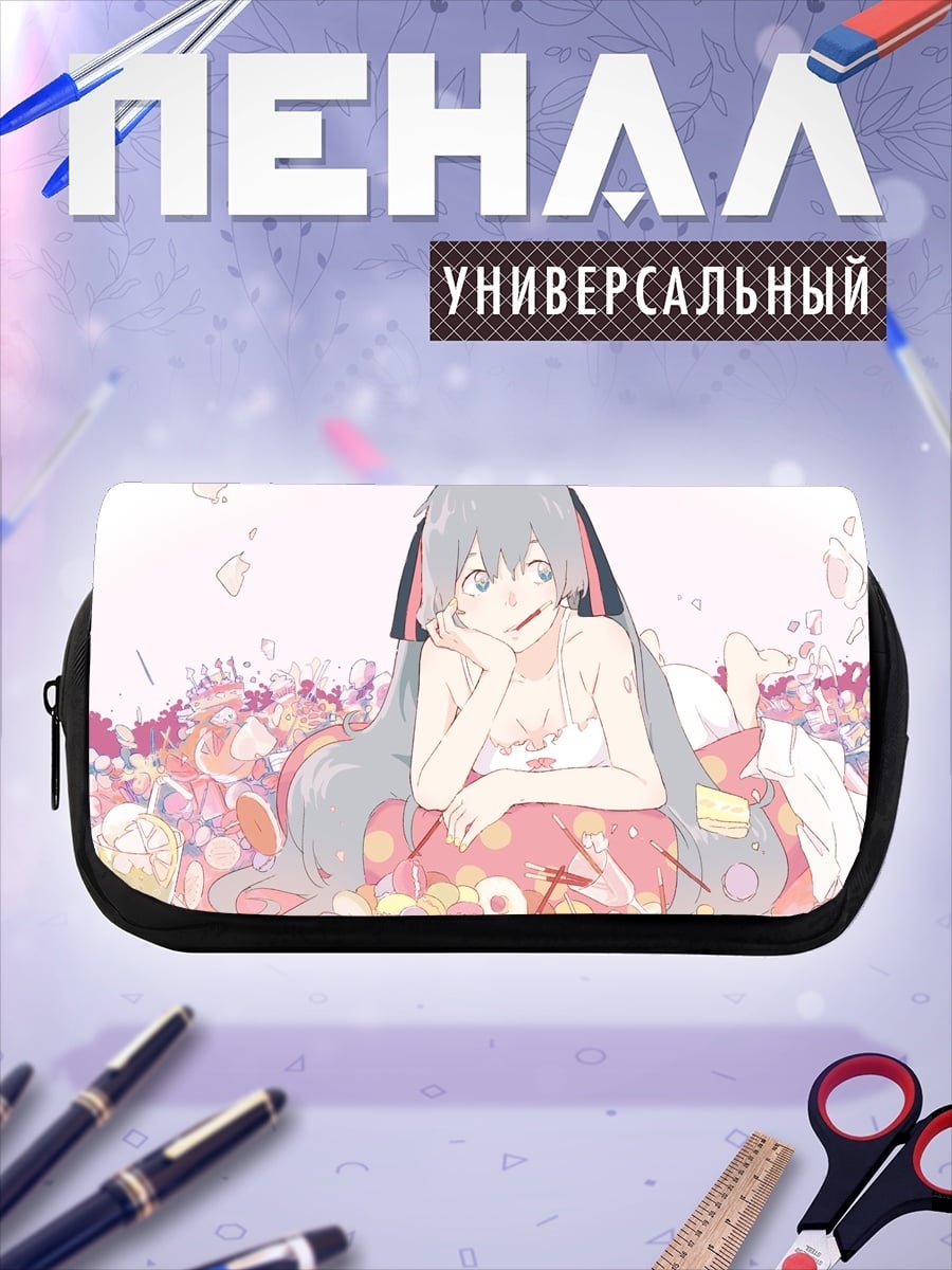 Пенал-косметичка Аниме девушка в цветах