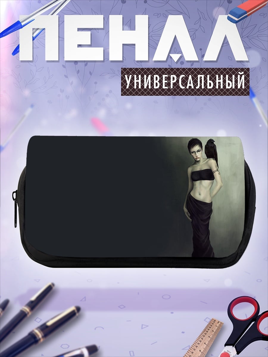 Пенал-косметичка Девушка с вороном