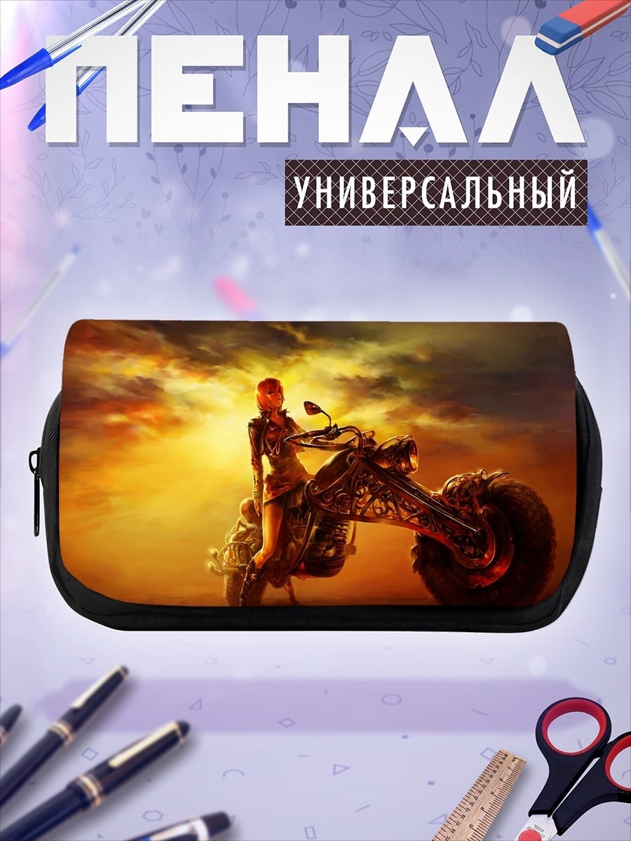 Пенал-косметичка Девушка на мотоцикле