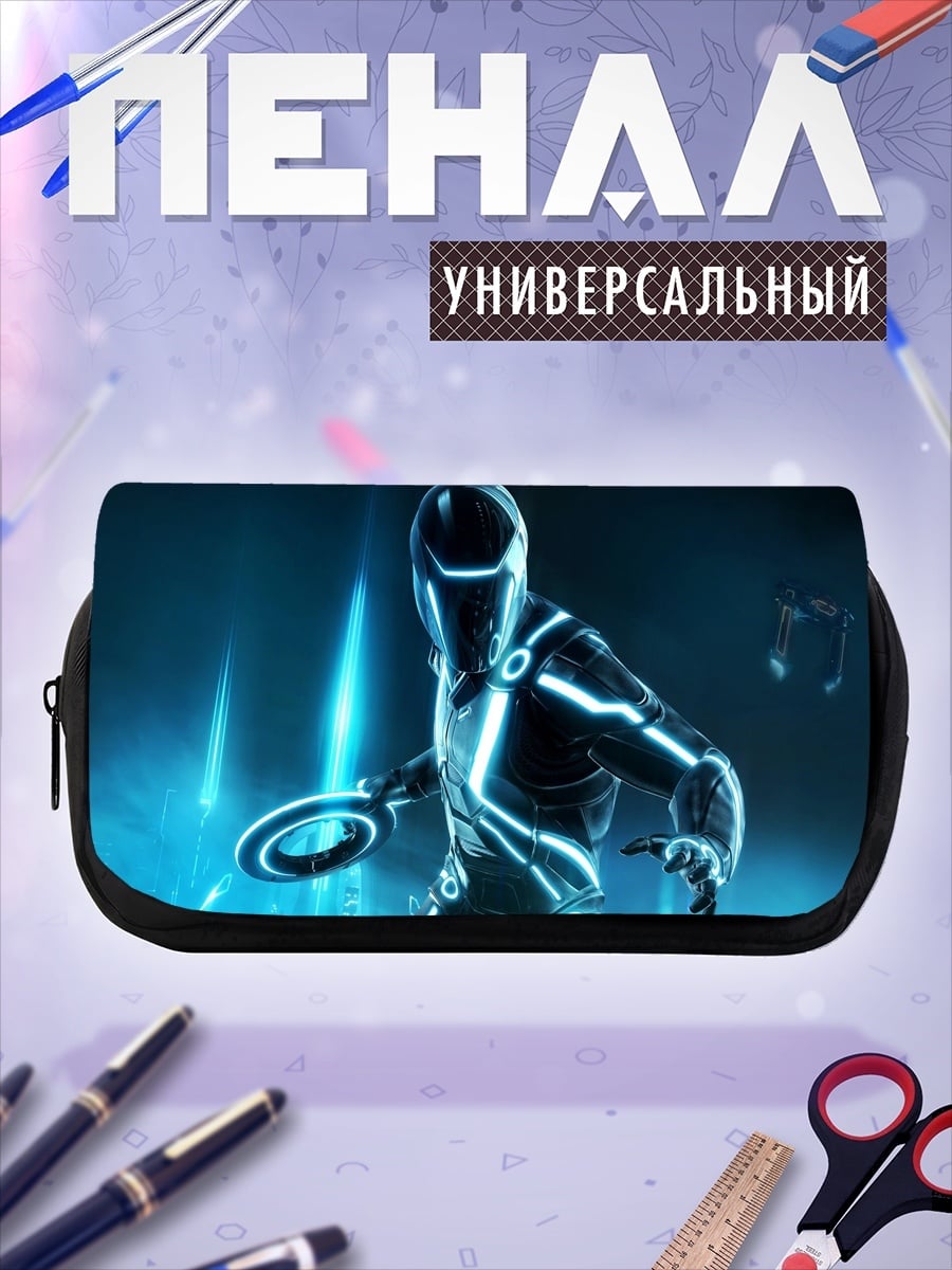Пенал-косметичка Киберпанк воин светится