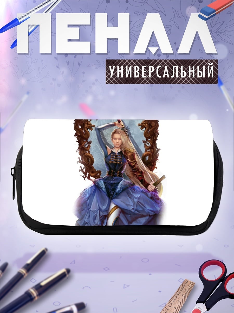 Пенал-косметичка Девушка с мечами