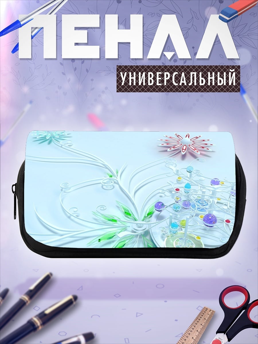 Пенал-косметичка абстрактные цветы стекло