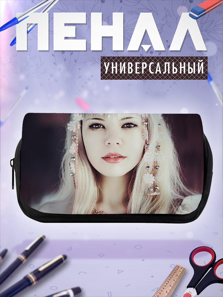 Пенал-косметичка девушка с цветами волосах
