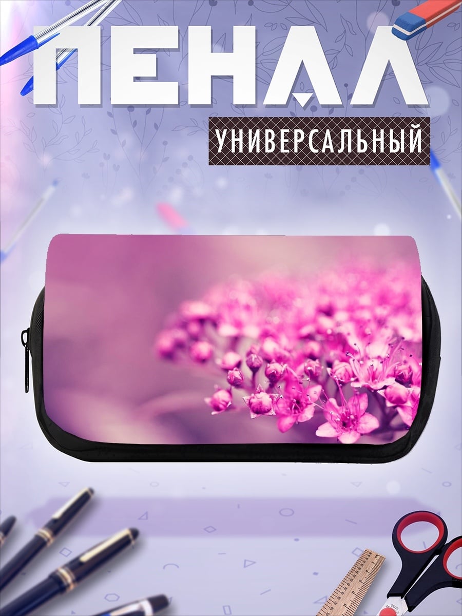 Пенал-косметичка Розовые цветы крупным планом