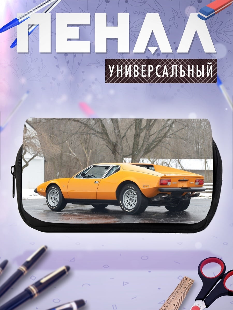 Пенал-косметичка Оранжевый спорткар зимой