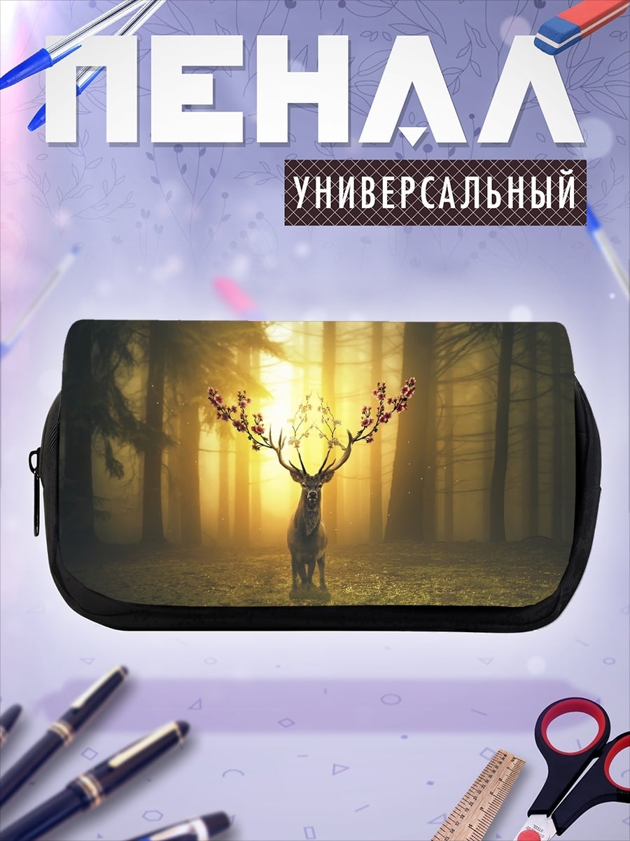 Пенал-косметичка Олень с цветами
