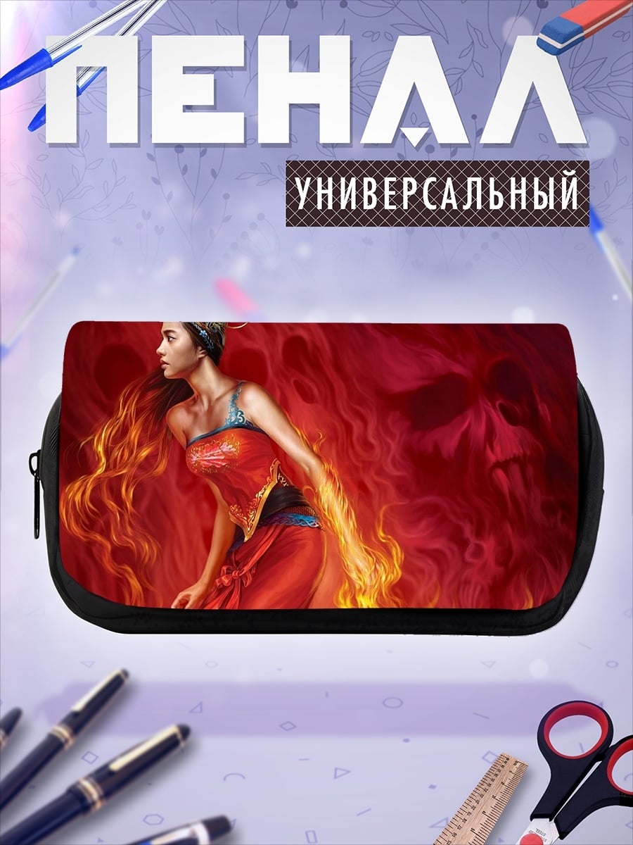 Пенал-косметичка девушка в огне