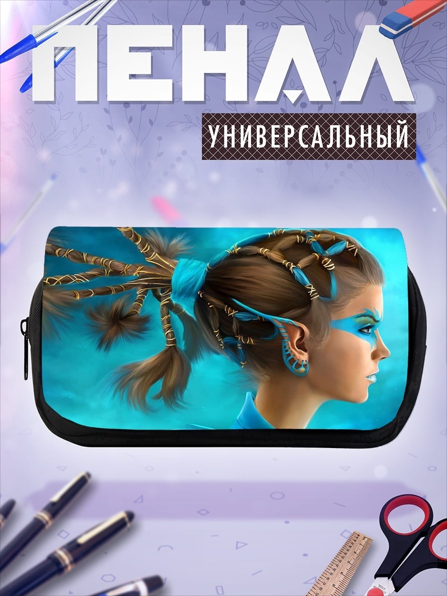 Пенал-косметичка девушка с косами