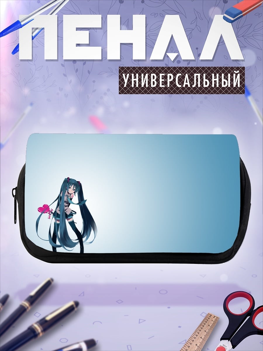 Пенал-косметичка Аниме девушка голубые волосы