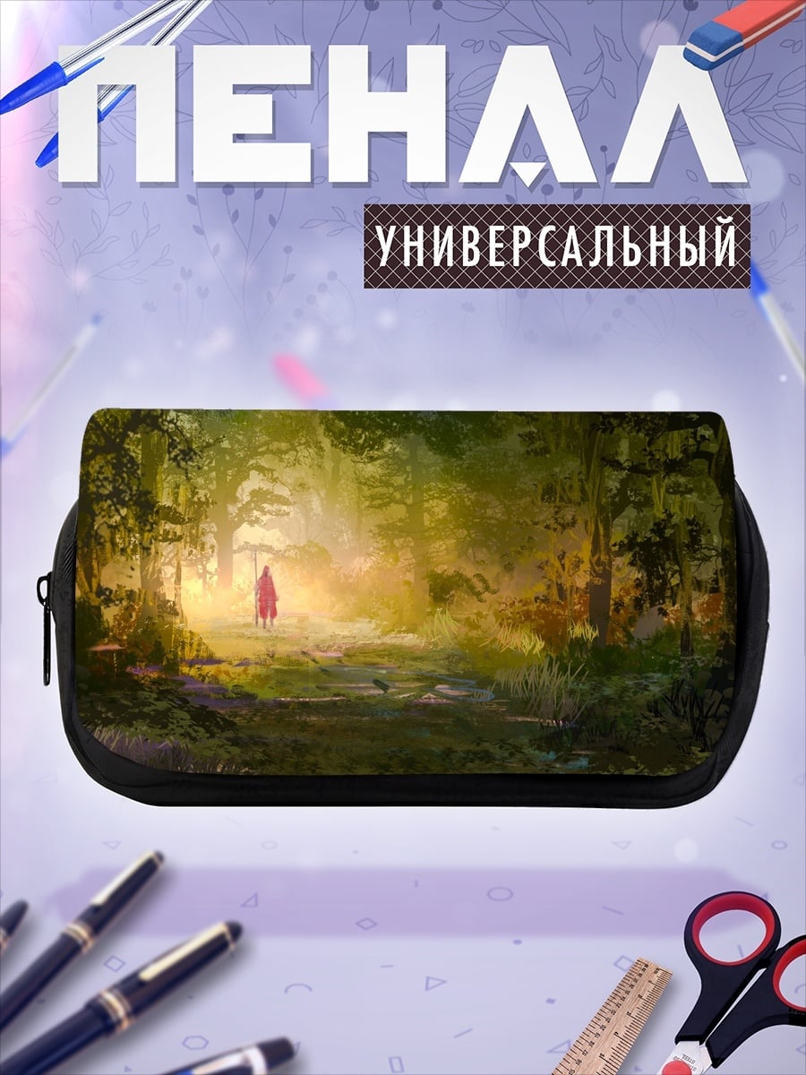 Пенал-косметичка красная фигура лесу
