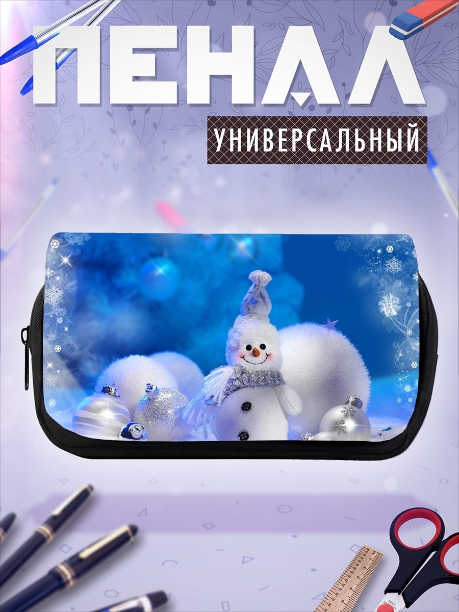 Пенал-косметичка снеговик рождественские игрушки