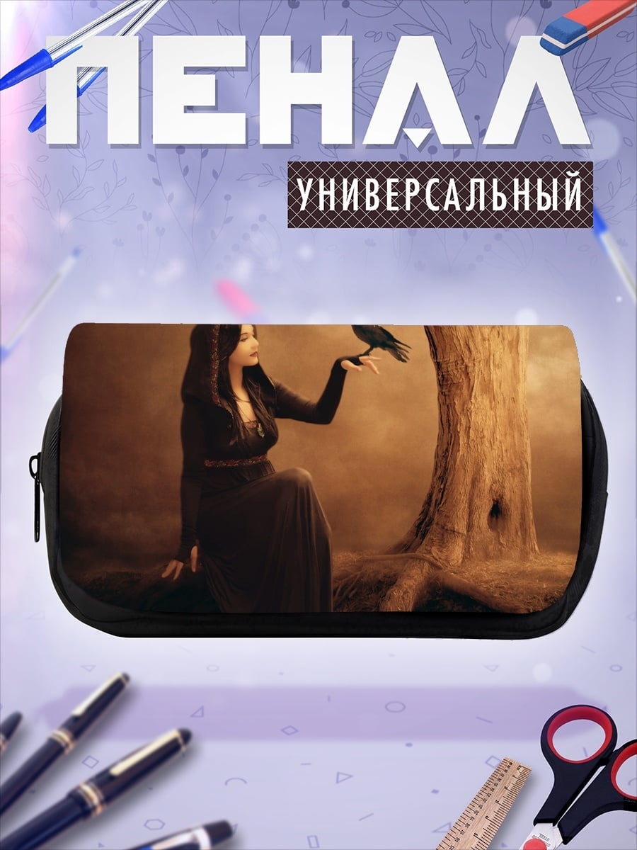 Пенал-косметичка Девушка с вороном