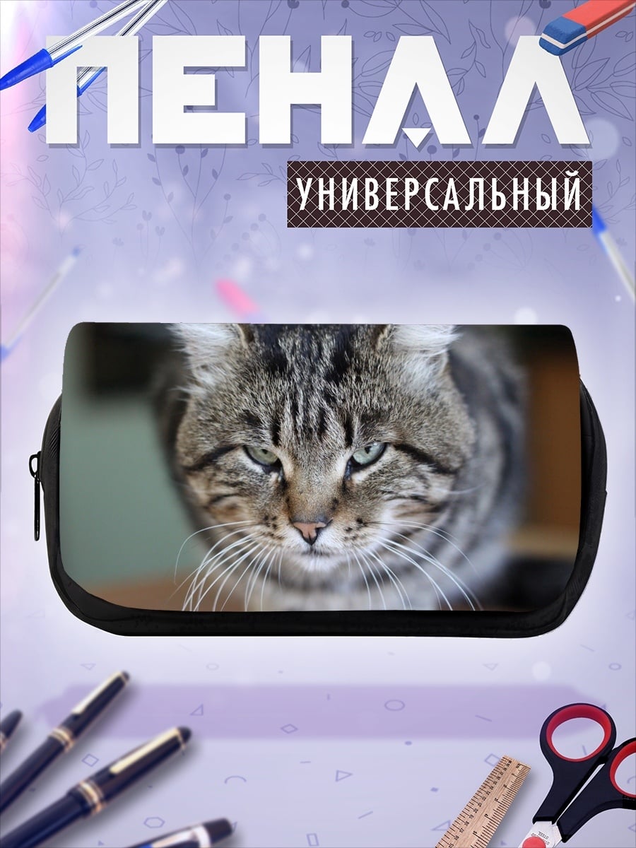 Пенал-косметичка Кот с зелеными глазами