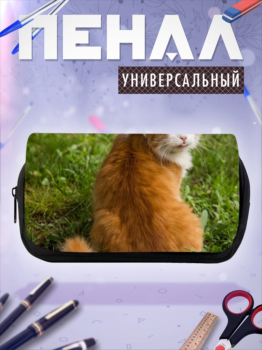 Пенал-косметичка Рыжий кот на траве