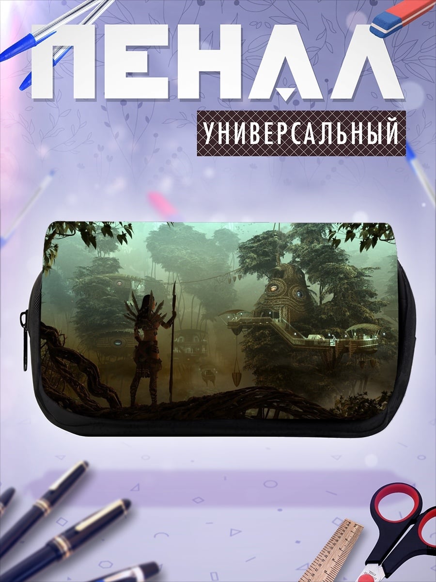 Пенал-косметичка воин в туманном лесу