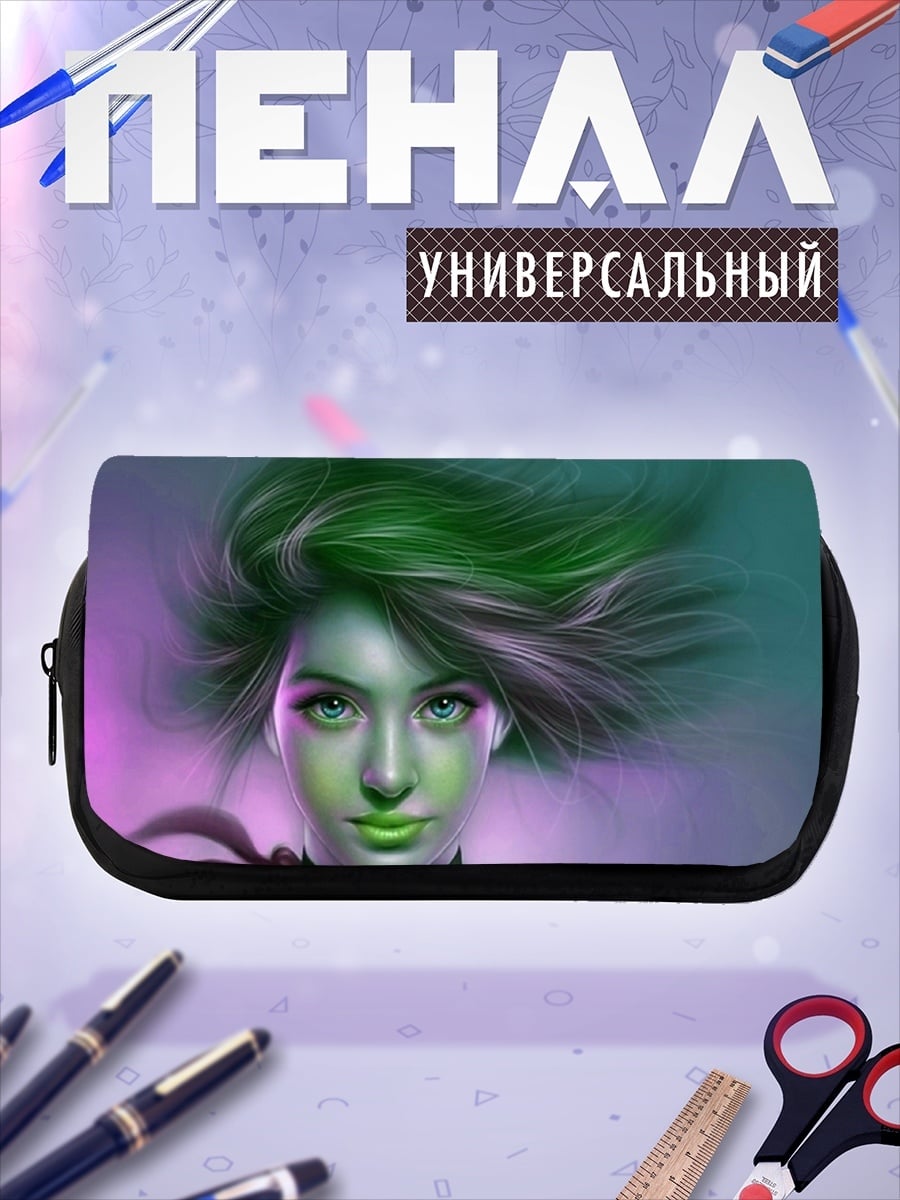 Пенал-косметичка Зеленоволосая девушка