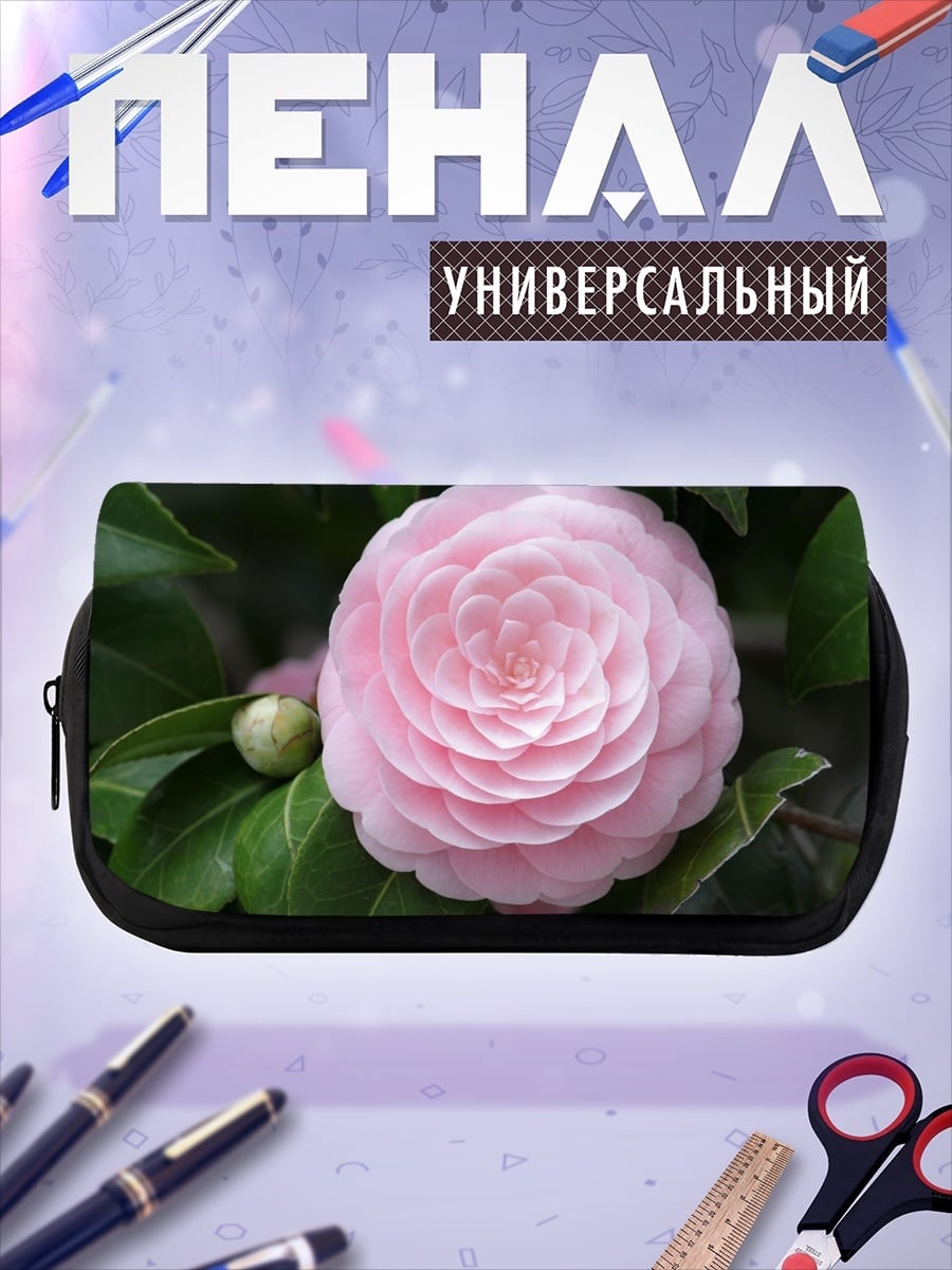 Пенал-косметичка Розовая камелия цветок