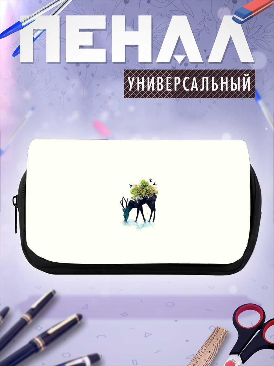 Пенал-косметичка Олень с цветами