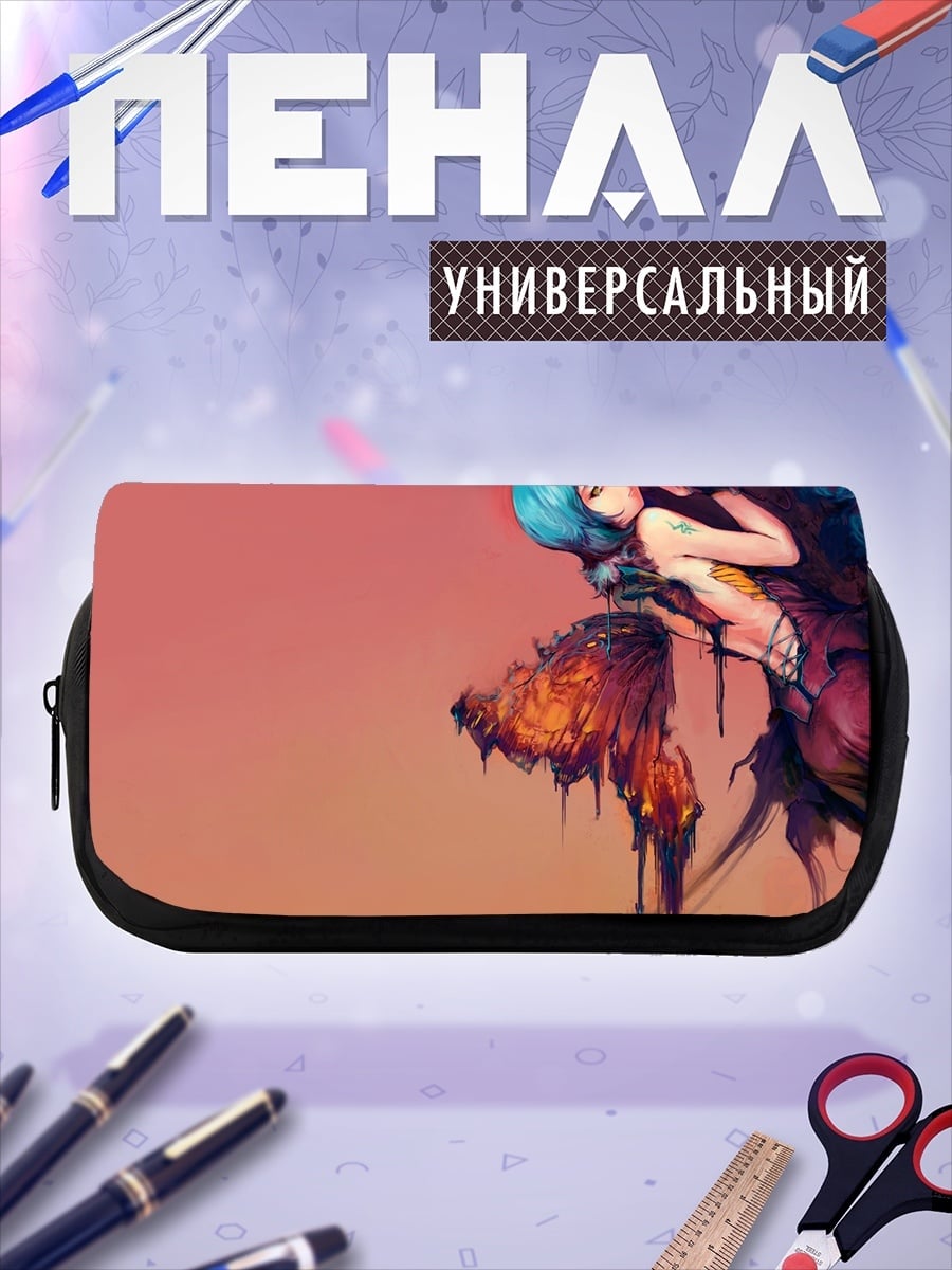 Пенал-косметичка Аниме девушка голубые волосы