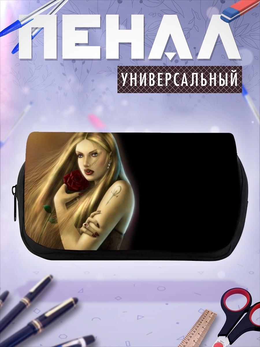 Пенал-косметичка Девушка с розой