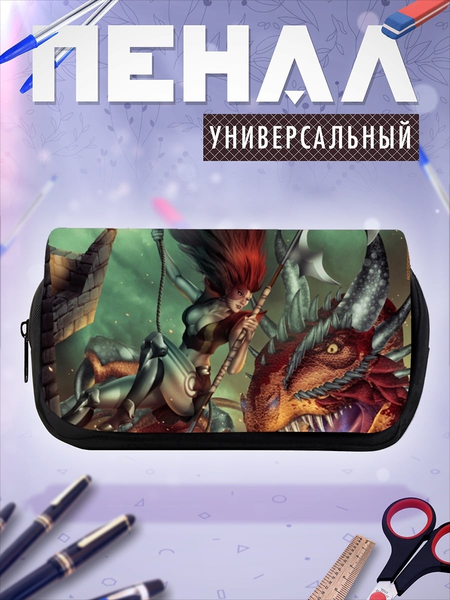 Пенал-косметичка Девушка и дракон