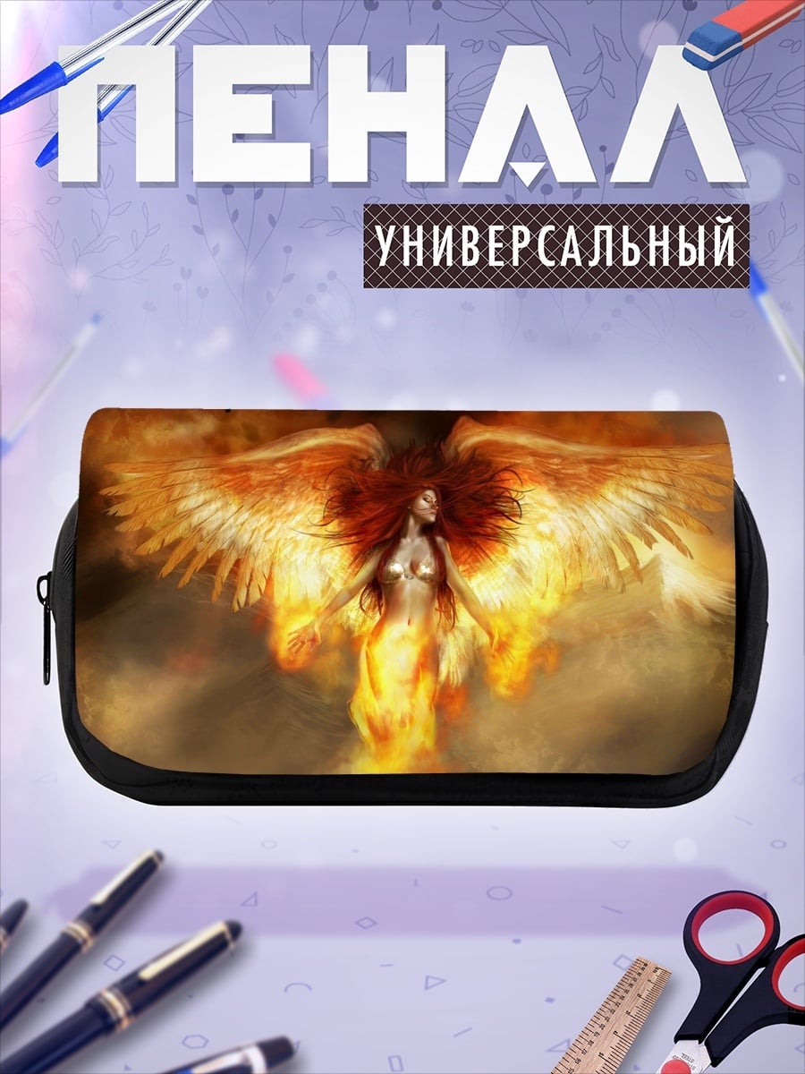 Пенал-косметичка Девушка феникс в огне