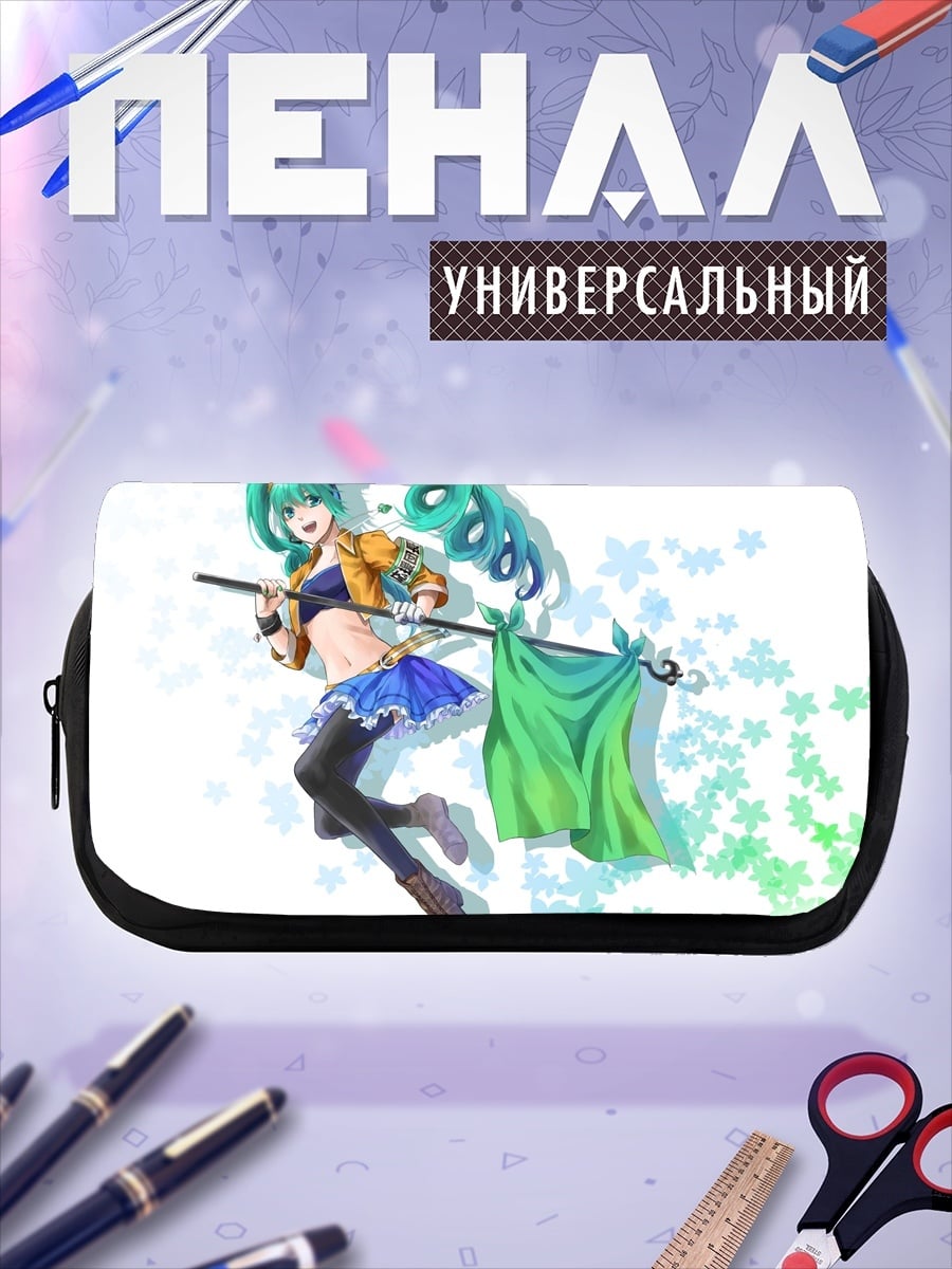Пенал-косметичка Аниме девушка с флагом