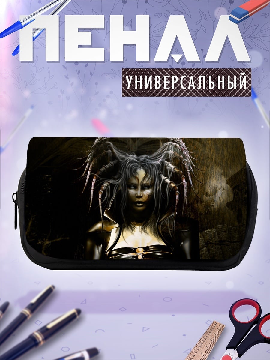 Пенал-косметичка Киберпанк женщина паук