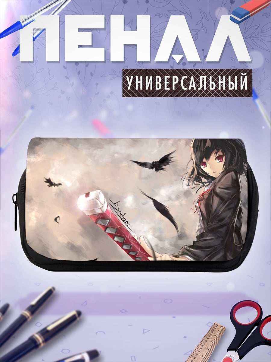 Пенал-косметичка Аниме девушка с воронами