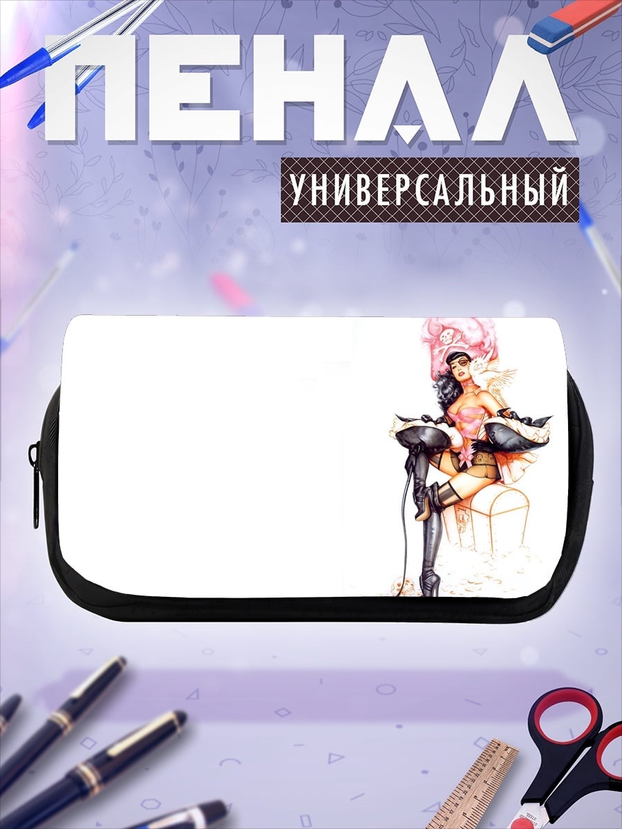 Пенал-косметичка девушка в шляпе