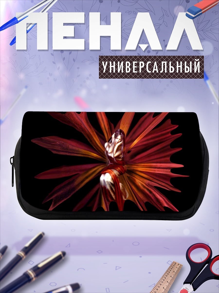 Пенал-косметичка Красный цветок