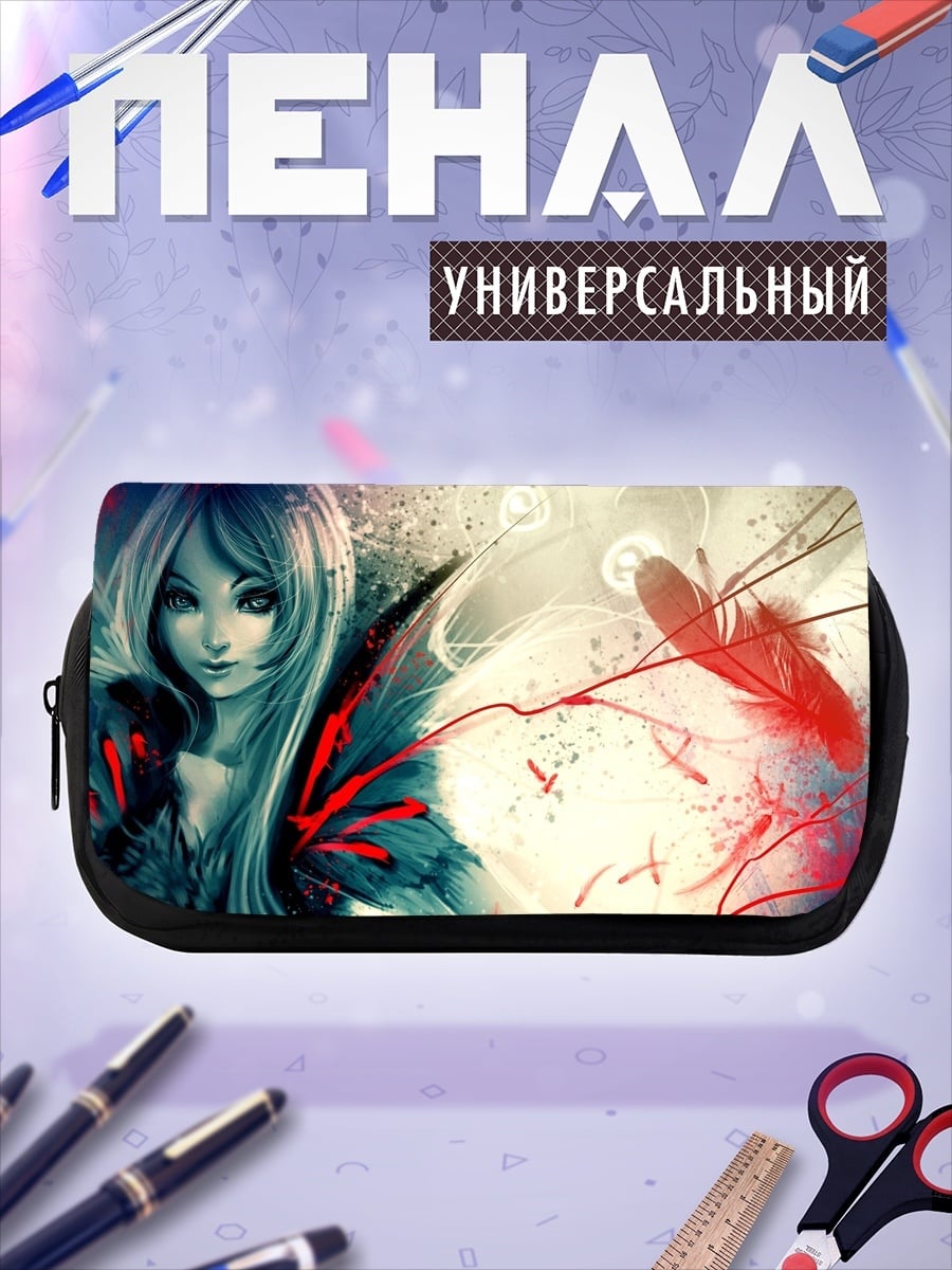 Пенал-косметичка Девушка с красными акцентами
