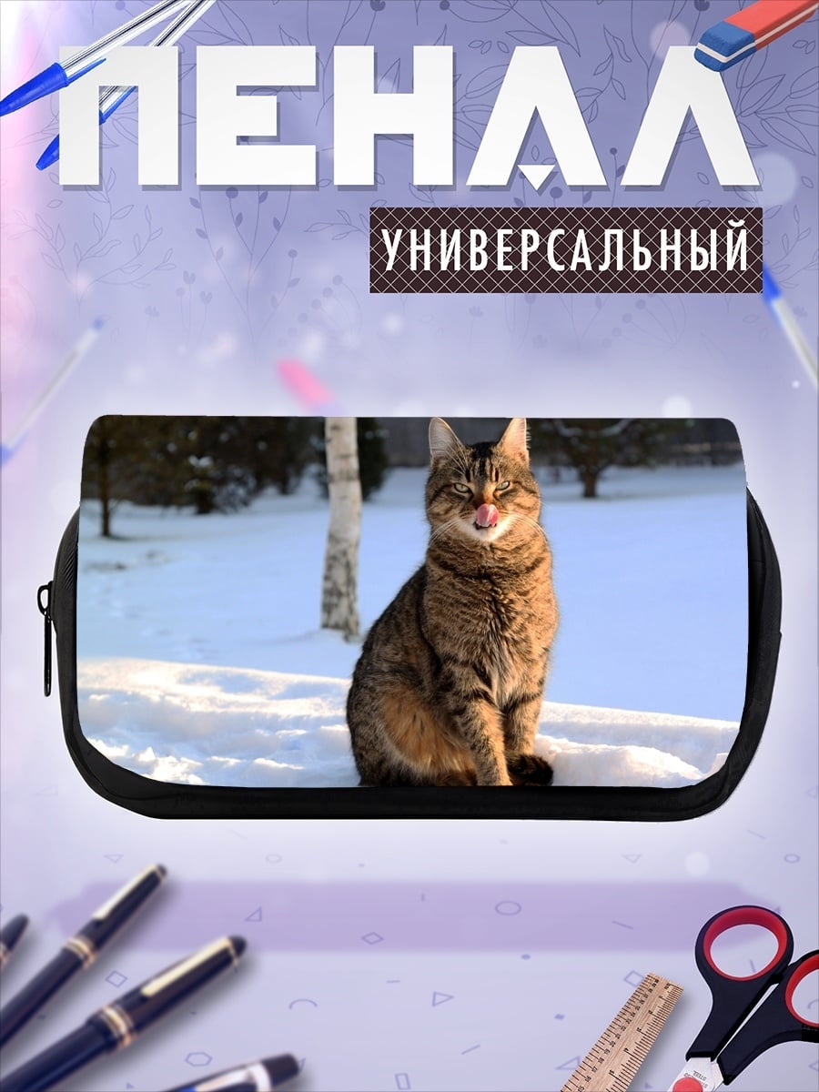 Пенал-косметичка Кот на снегу