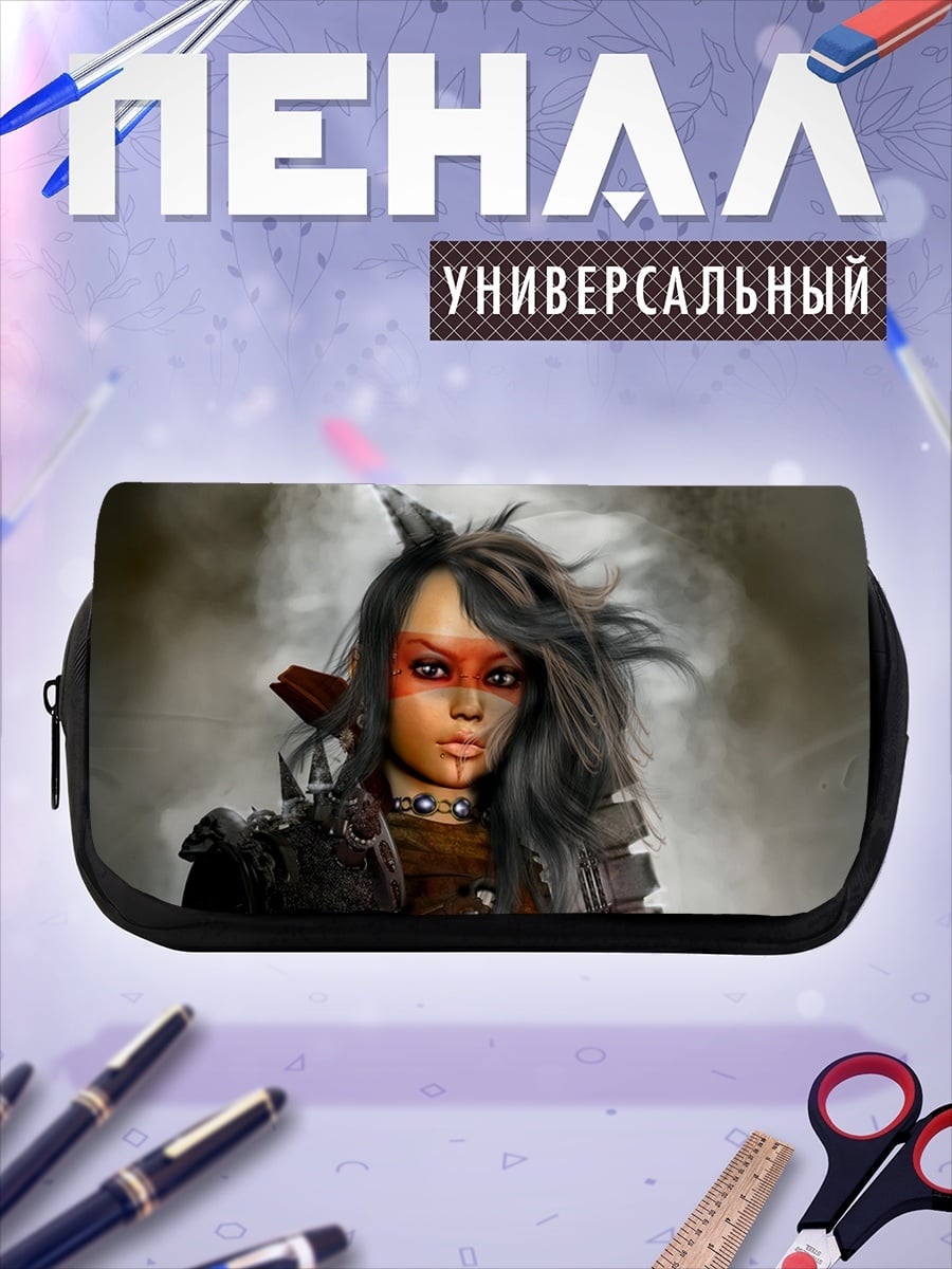Пенал-косметичка Воительница с раскраской