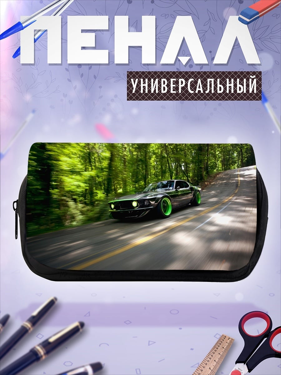Пенал-косметичка Спортивное авто в лесу