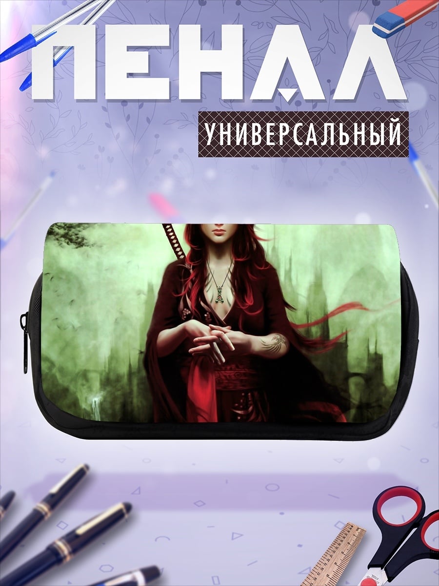 Пенал-косметичка Девушка с катаной