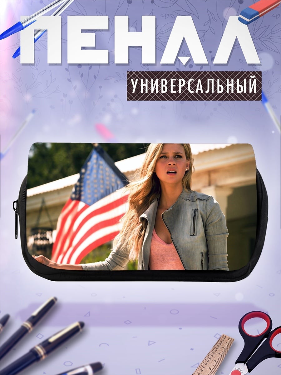 Пенал-косметичка Девушка с флагом
