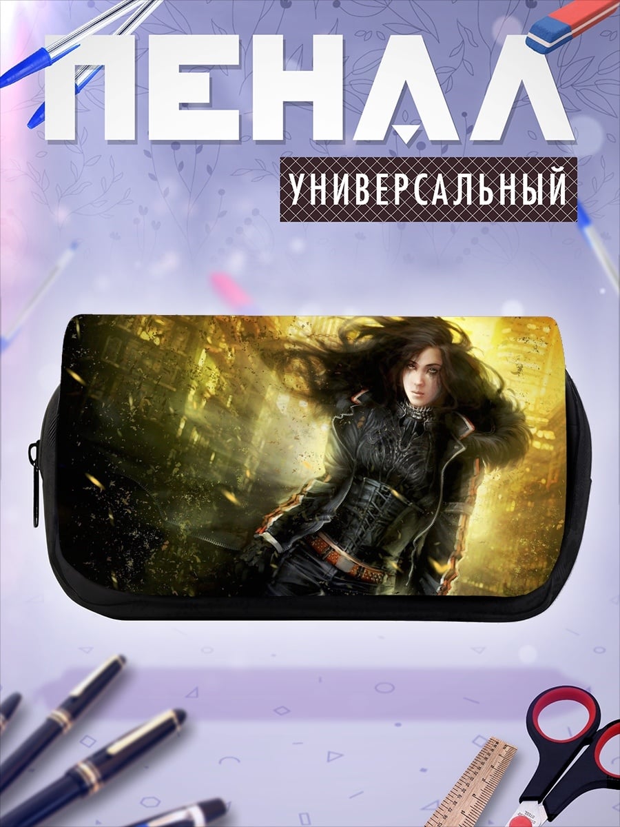 Пенал-косметичка девушка в броне