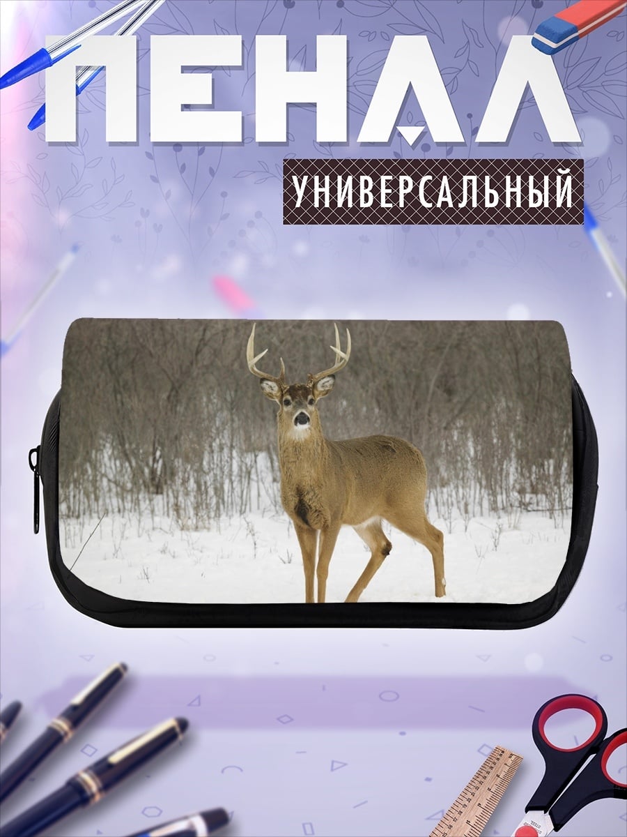Пенал-косметичка Олень в зимнем лесу
