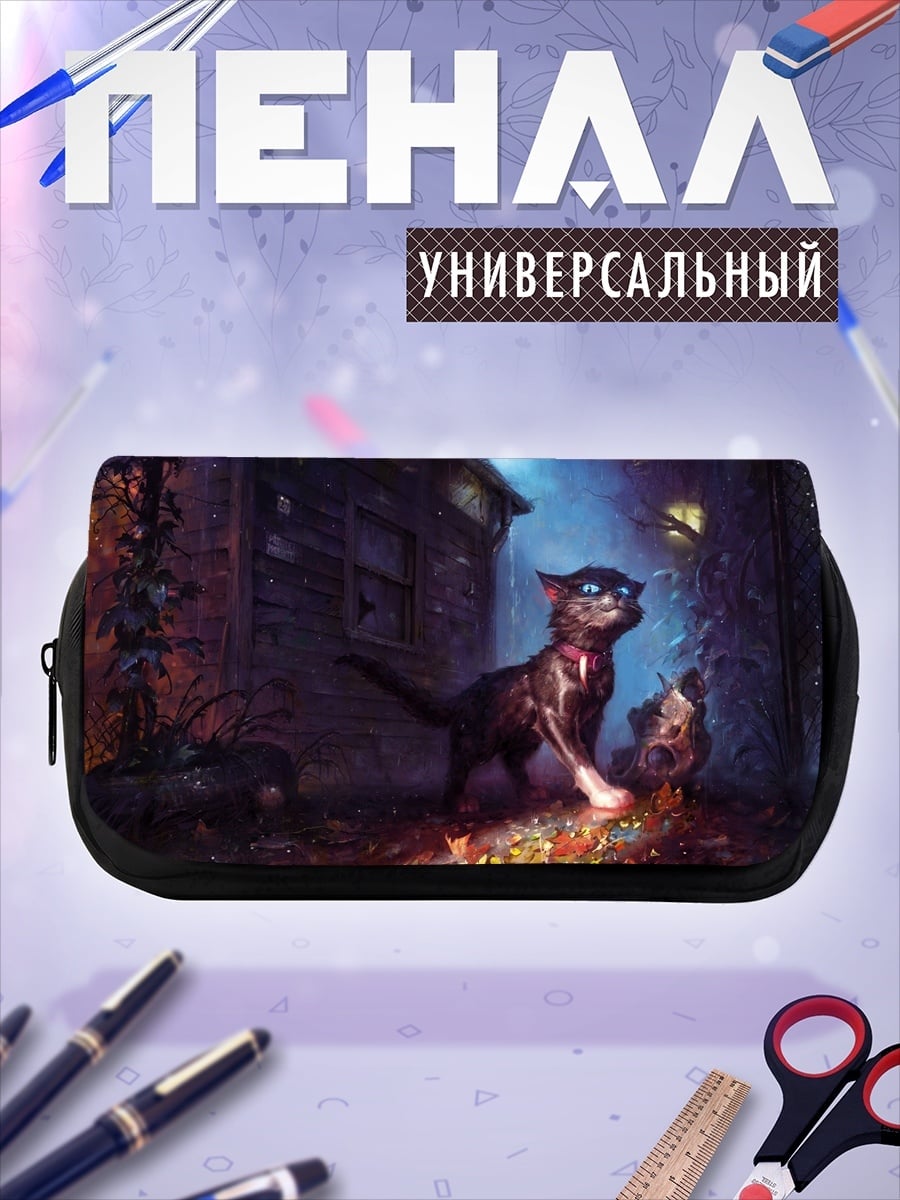 Пенал-косметичка Аниме кот в ночи