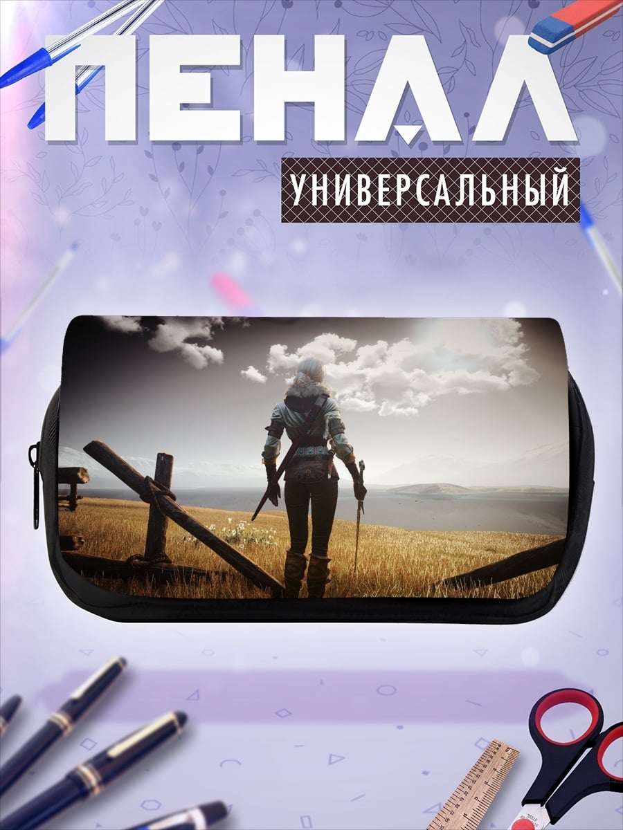 Пенал-косметичка девушка воин на поле
