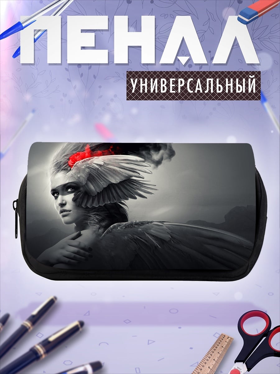 Пенал-косметичка Девушка с птицей