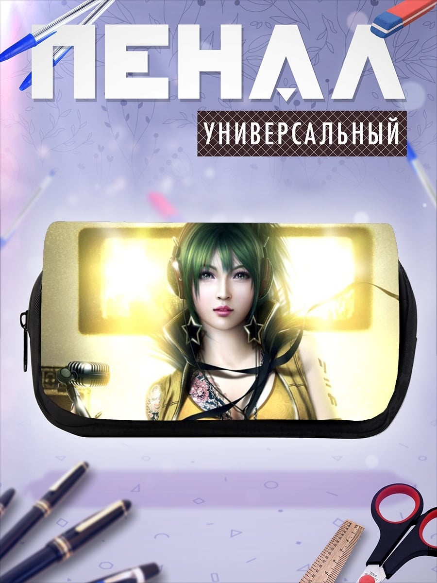 Пенал-косметичка аниме девушка с наушниками