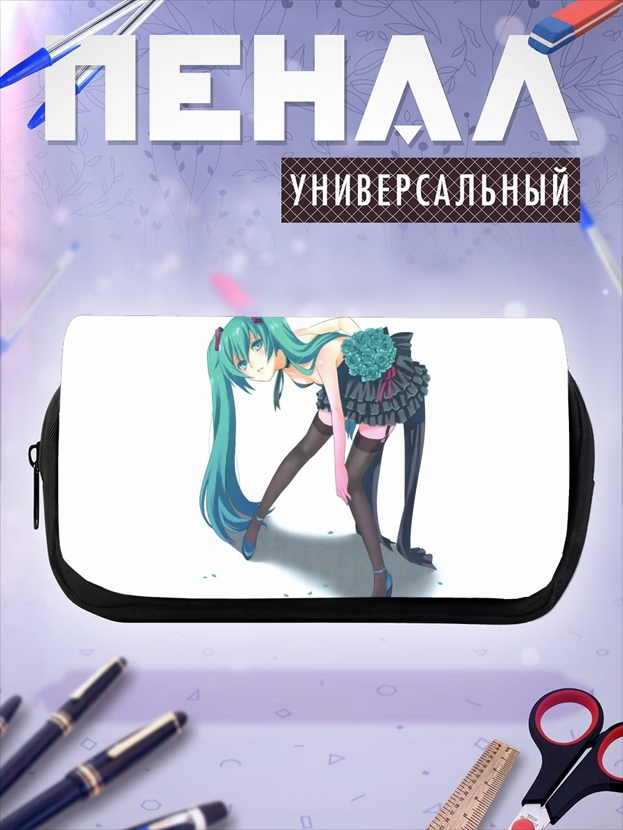 Пенал-косметичка аниме девушка в черном