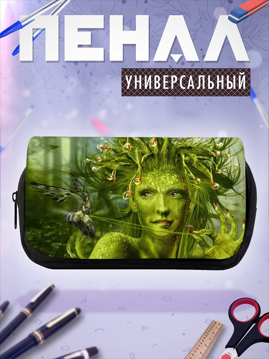 Пенал-косметичка зеленая лесная нимфа