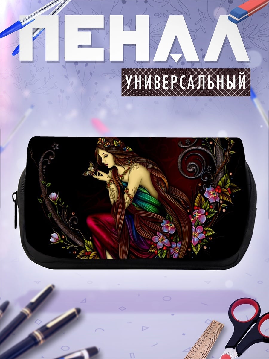 Пенал-косметичка Девушка с птицей